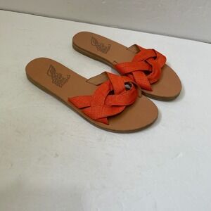 ANCIENT GREEK SANDALS WITH WOVEN STRAPS IN ORANGE